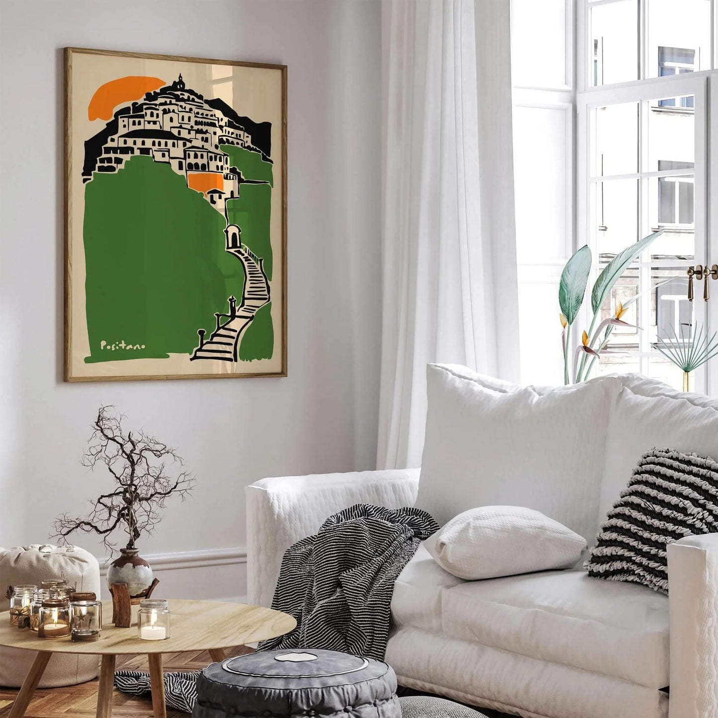 Positano Cityscape Green Art Print