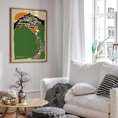 Positano Cityscape Green Art Print