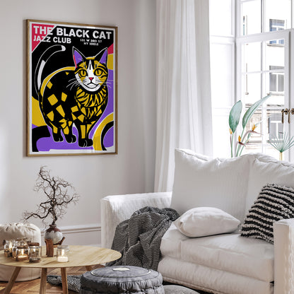 The Black Cat Jazz Club Retro Quirky Poster