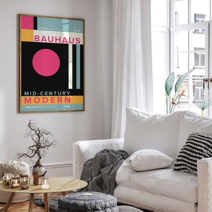 Bauhaus Modern Geometric Pink Art Print