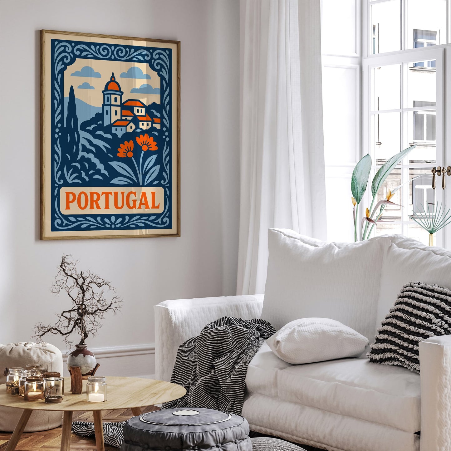 Blue Portugal Cityscape Art Print