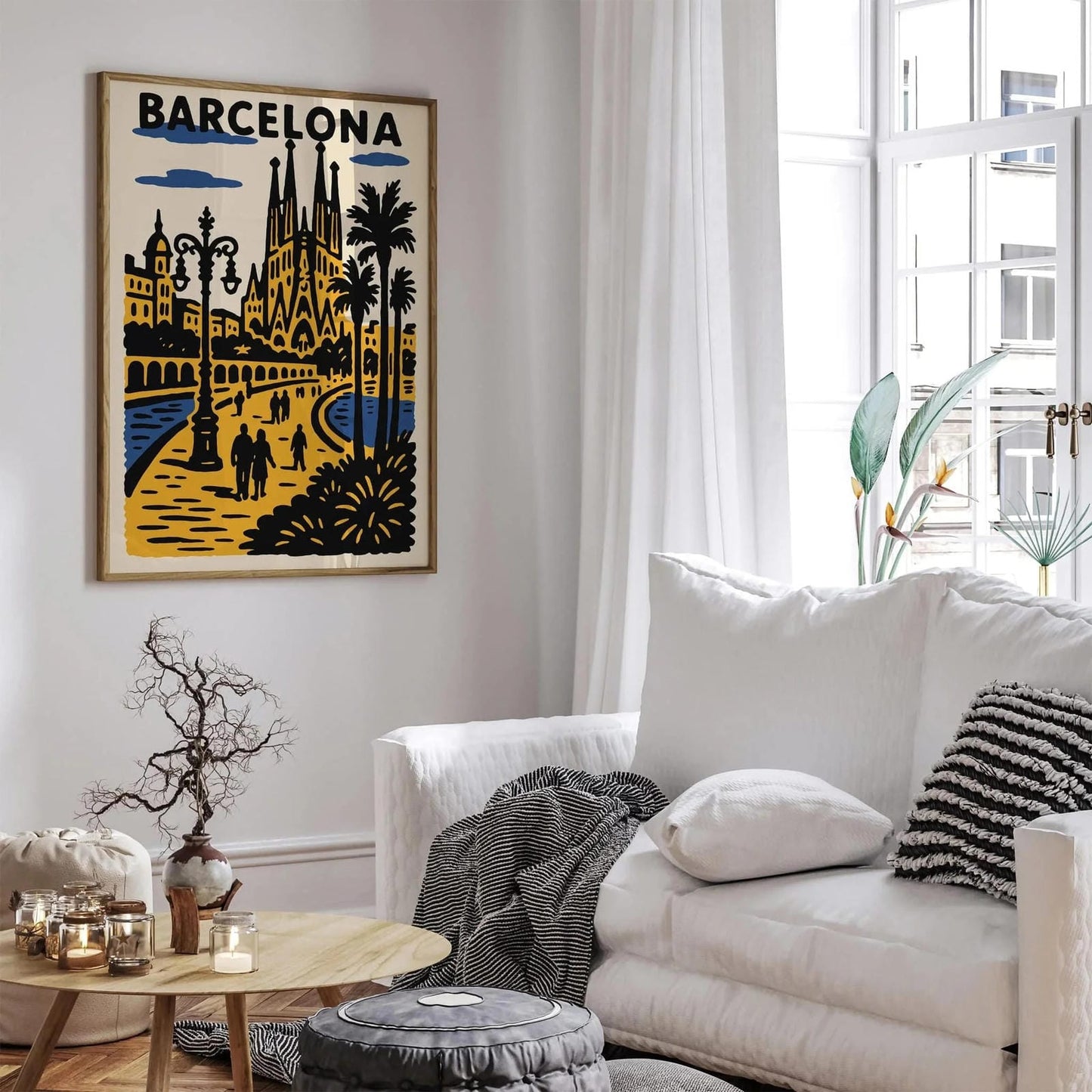 Barcelona Spain Poster - Retro Travel Art Print