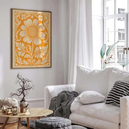 Yellow Rococo Floral Botanical Art Print Poster