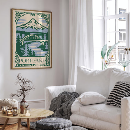 Portland Oregon Cityscape Poster – Urban Wall Art