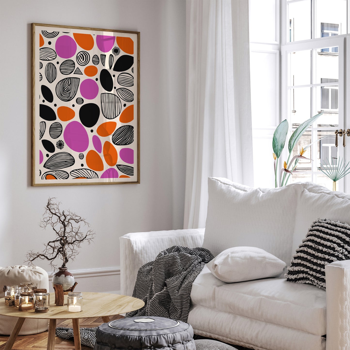 Modern Magenta Abstract Wall Art