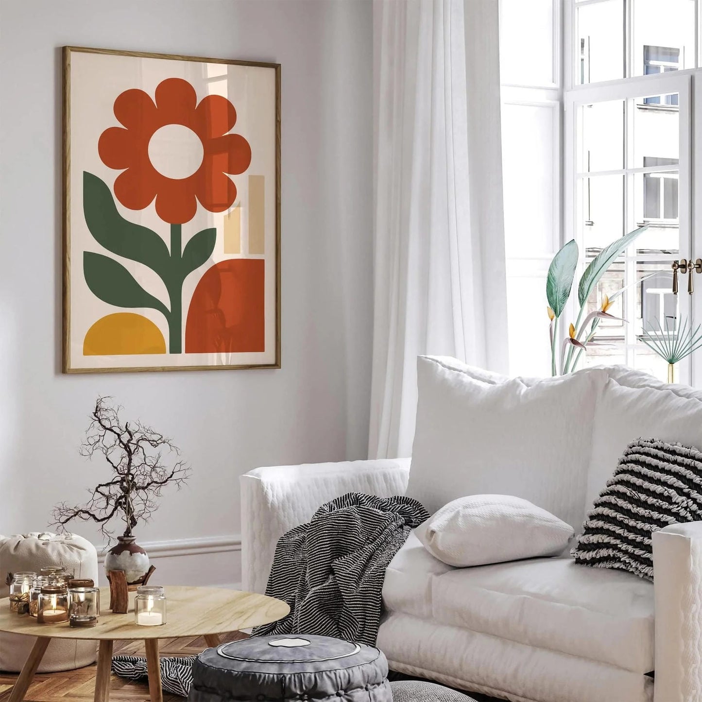 Modern Big Red Flowers - Minimalist Art Print