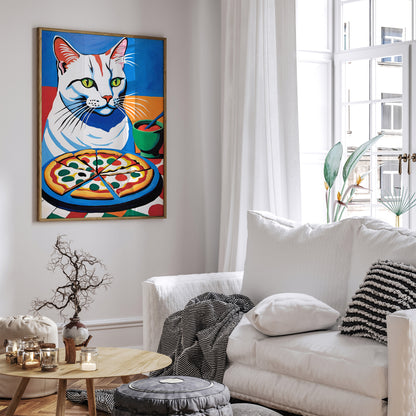 Cat Pizza Lover Kitchen Art Print