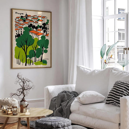 Prague Cityscape Poster, European Wall Art