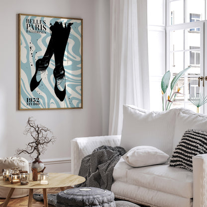 Belles Ballerines Paris Blue Art Print