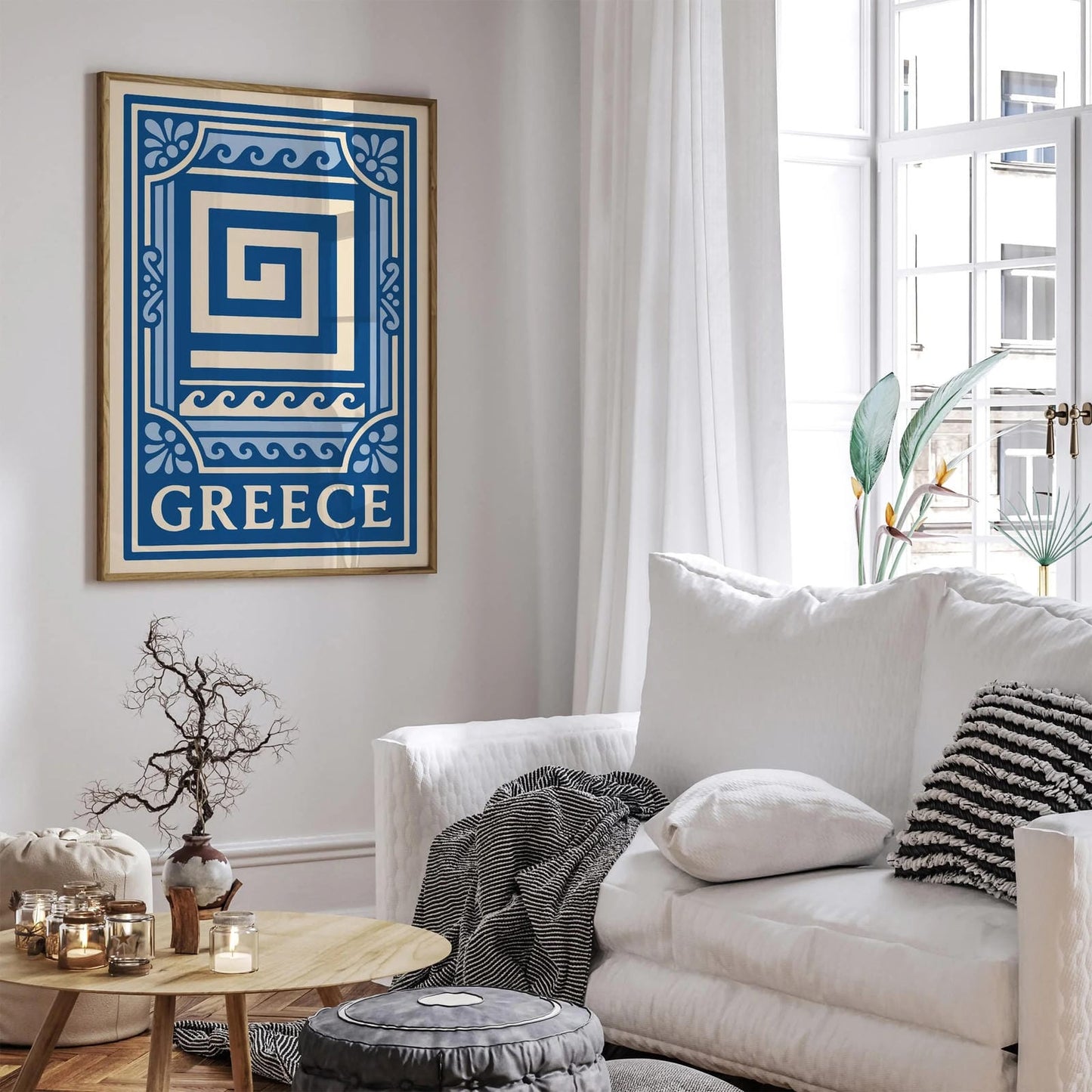 Greece Blue Travel Poster Wall Art
