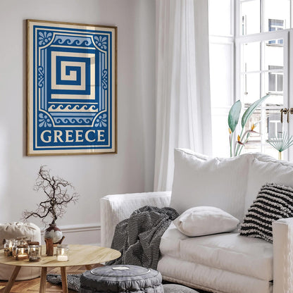 Greece Blue Travel Poster Wall Art