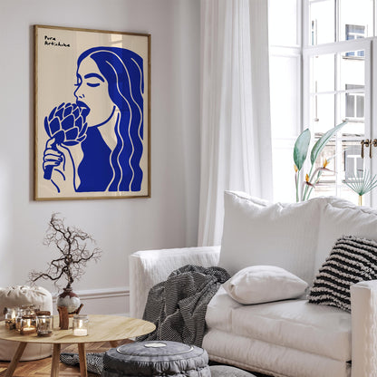 Artichoke Girl Poster - Funny Kitchen Wall Art