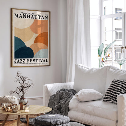 Manhattan Harlem Jazz Poster - Music Night Wall Art