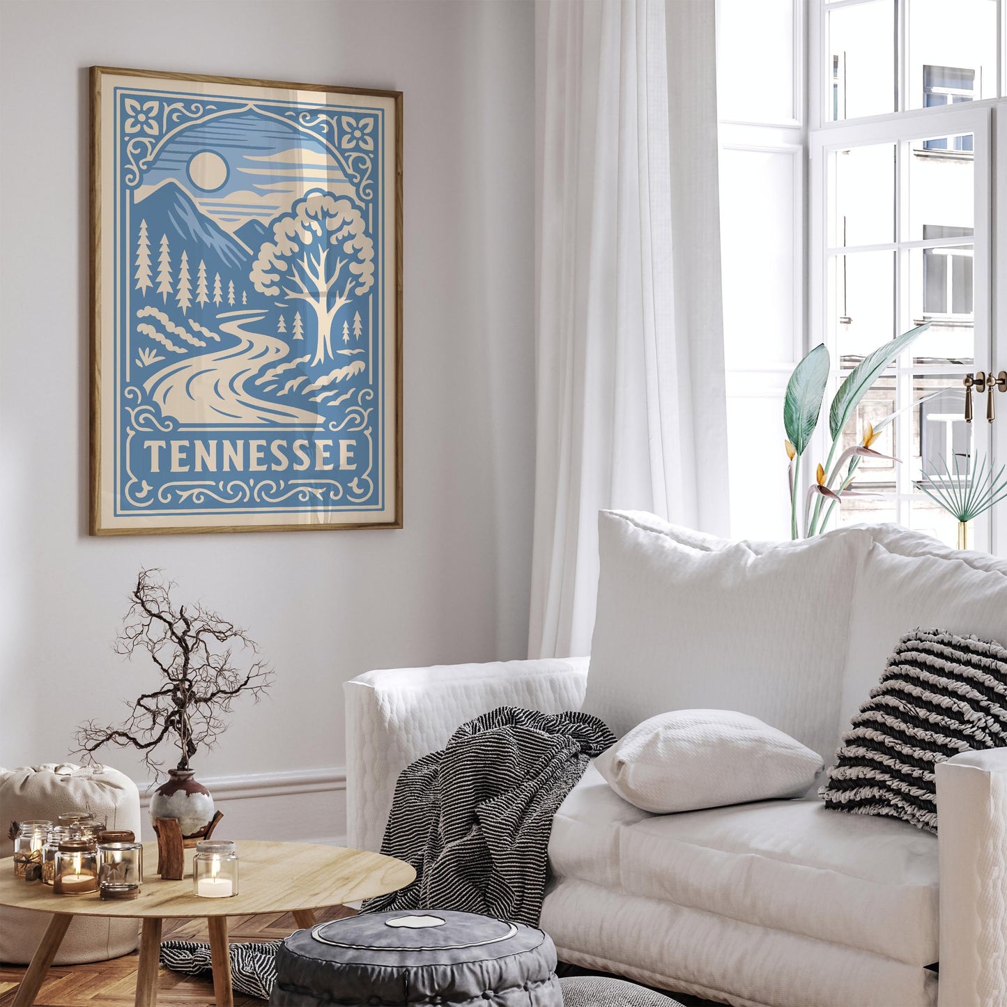 Tennessee Travel Poster - Icy Blue Landscape Print