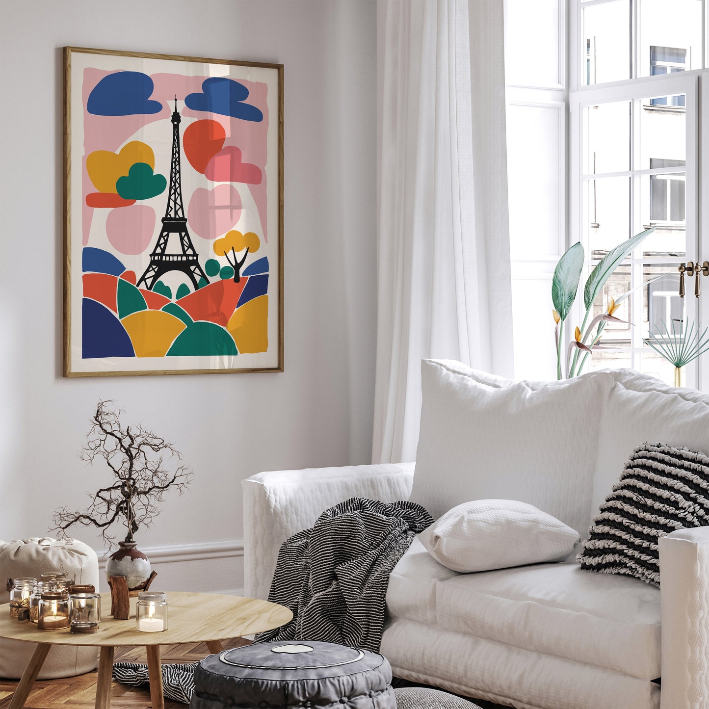 Colorful Eiffel Tower Kids Room Art