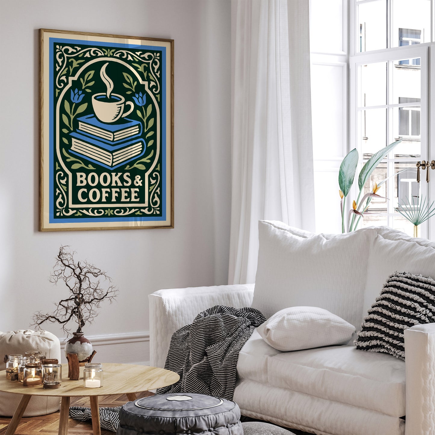 Books & Coffee Poster - Literary Art Print