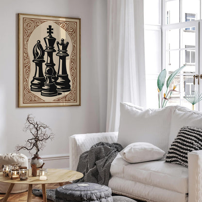 Chess Pieces Home Library Wall Art Decor