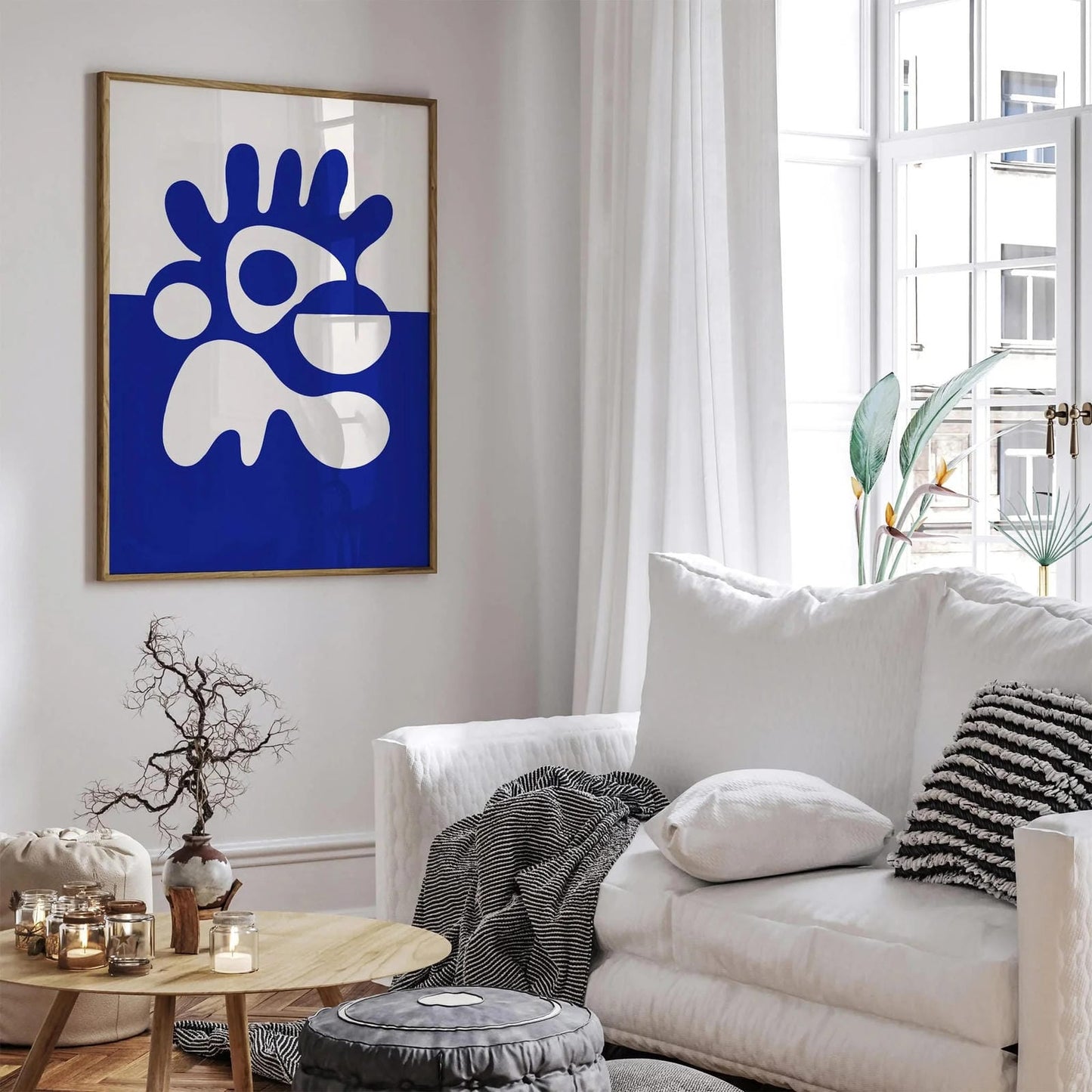 Blue and White Abstract Modern Print 2025