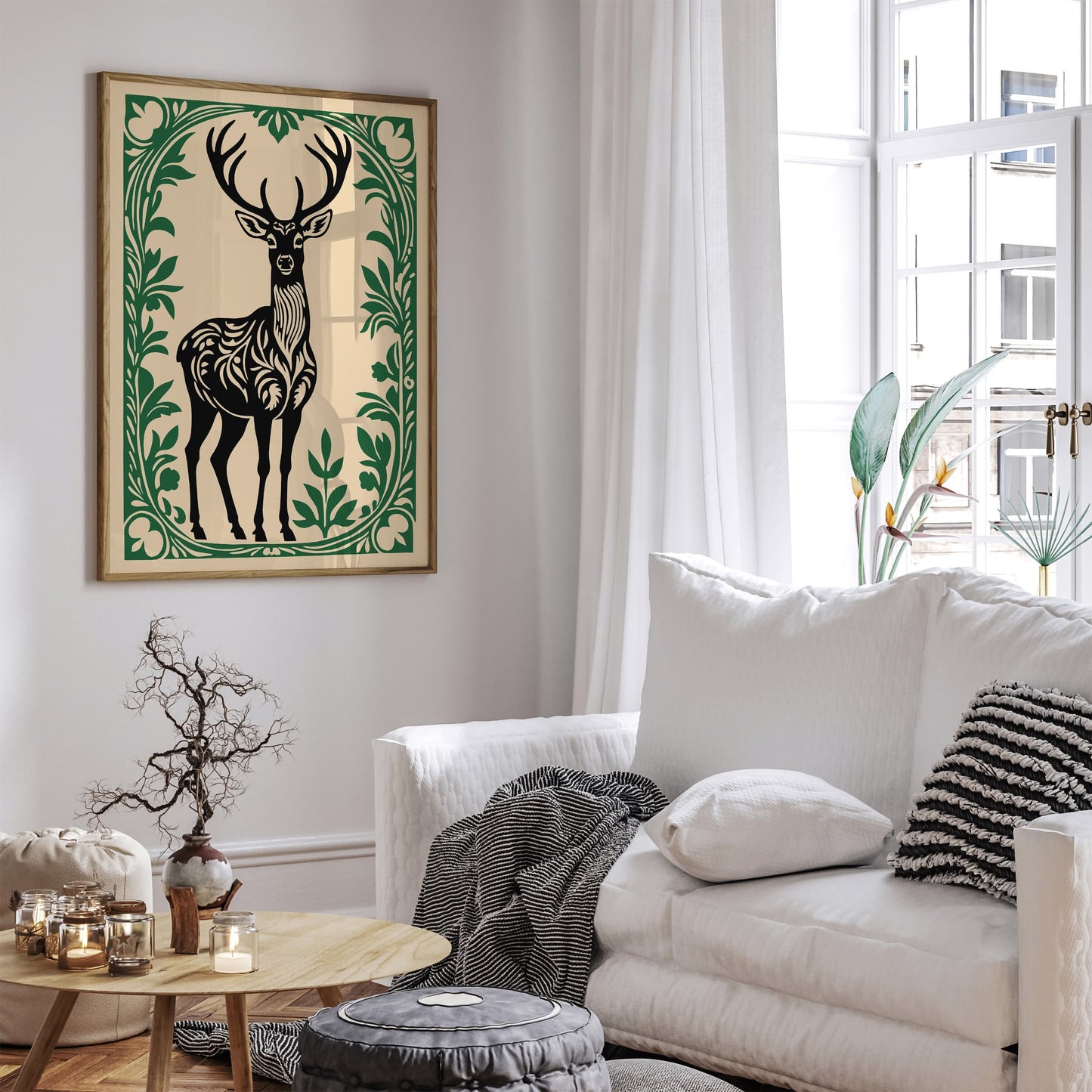 Rococo Deer Animal Art Print for Home Decor