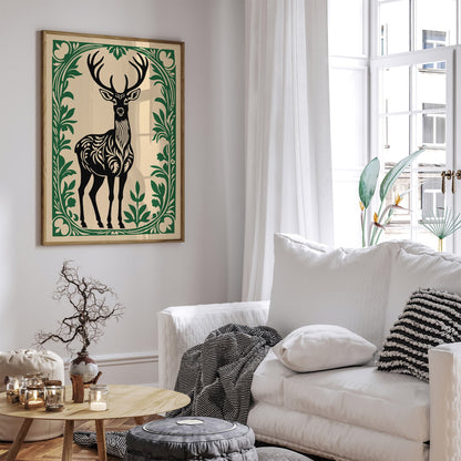 Rococo Deer Animal Art Print for Home Decor