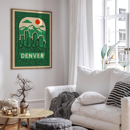Denver Cityscape Poster - Green Colorado Wall Art