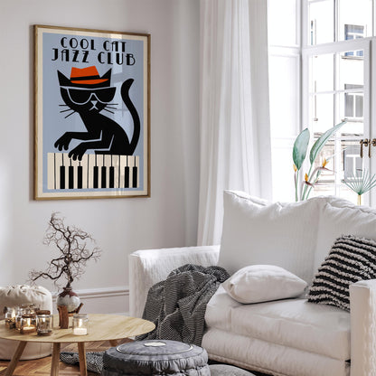 Cool Cat Jazz Club Retro Art Poster
