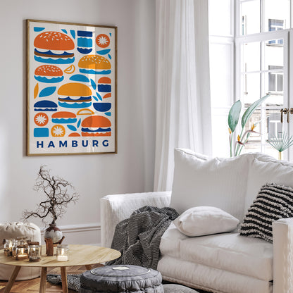 Hamburg, Blue Hamburgers Art Print