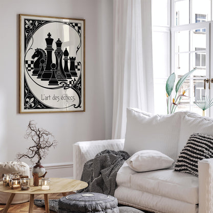 Black and White Vintage Chess Poster