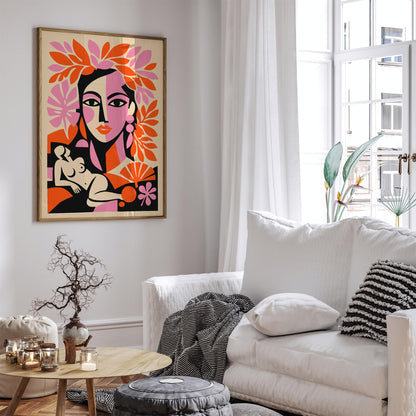 Boho Chic Girl Portrait in Matisse Style