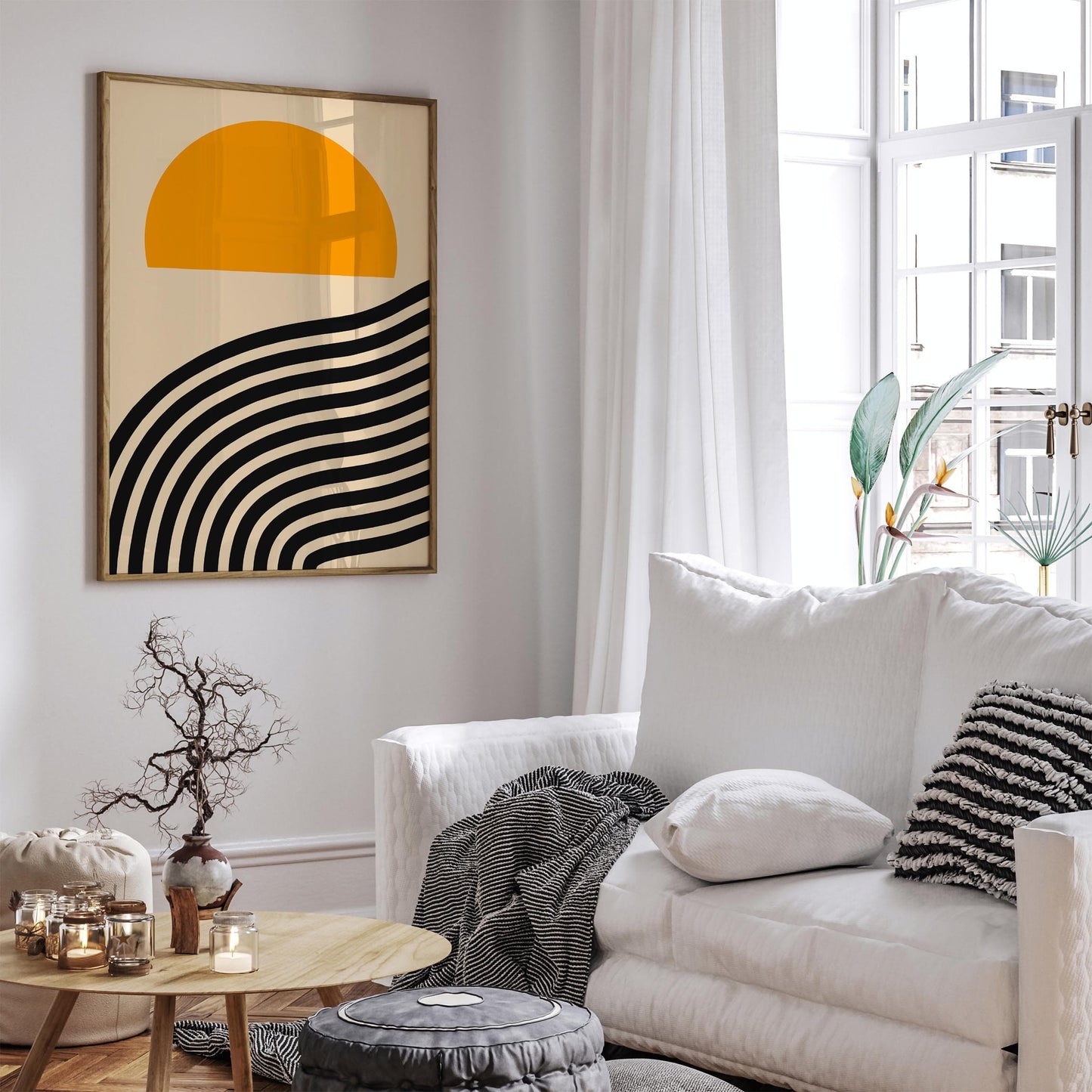 Mid Century Modern Abstract Sunset Print Poster