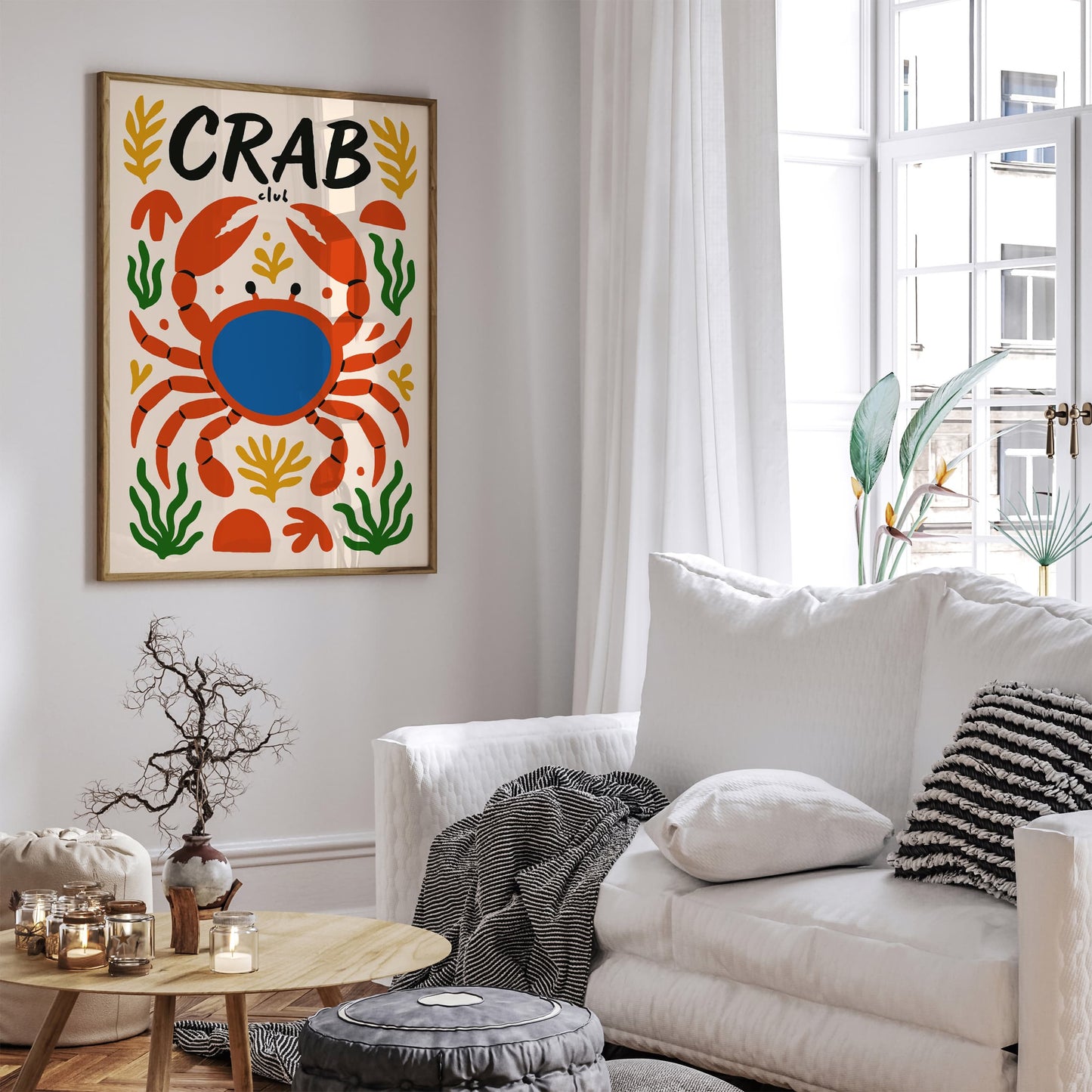 Crab Club Colorful Animal Poster