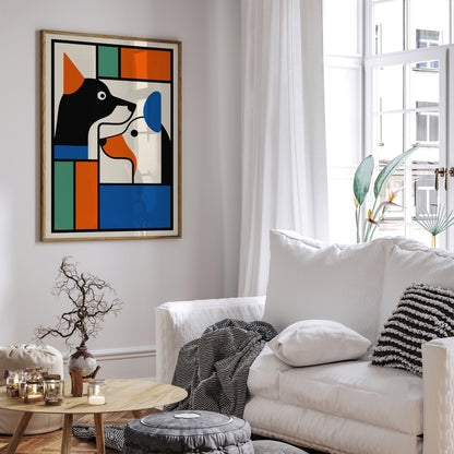 Modern Geometric Two Dogs Art Print