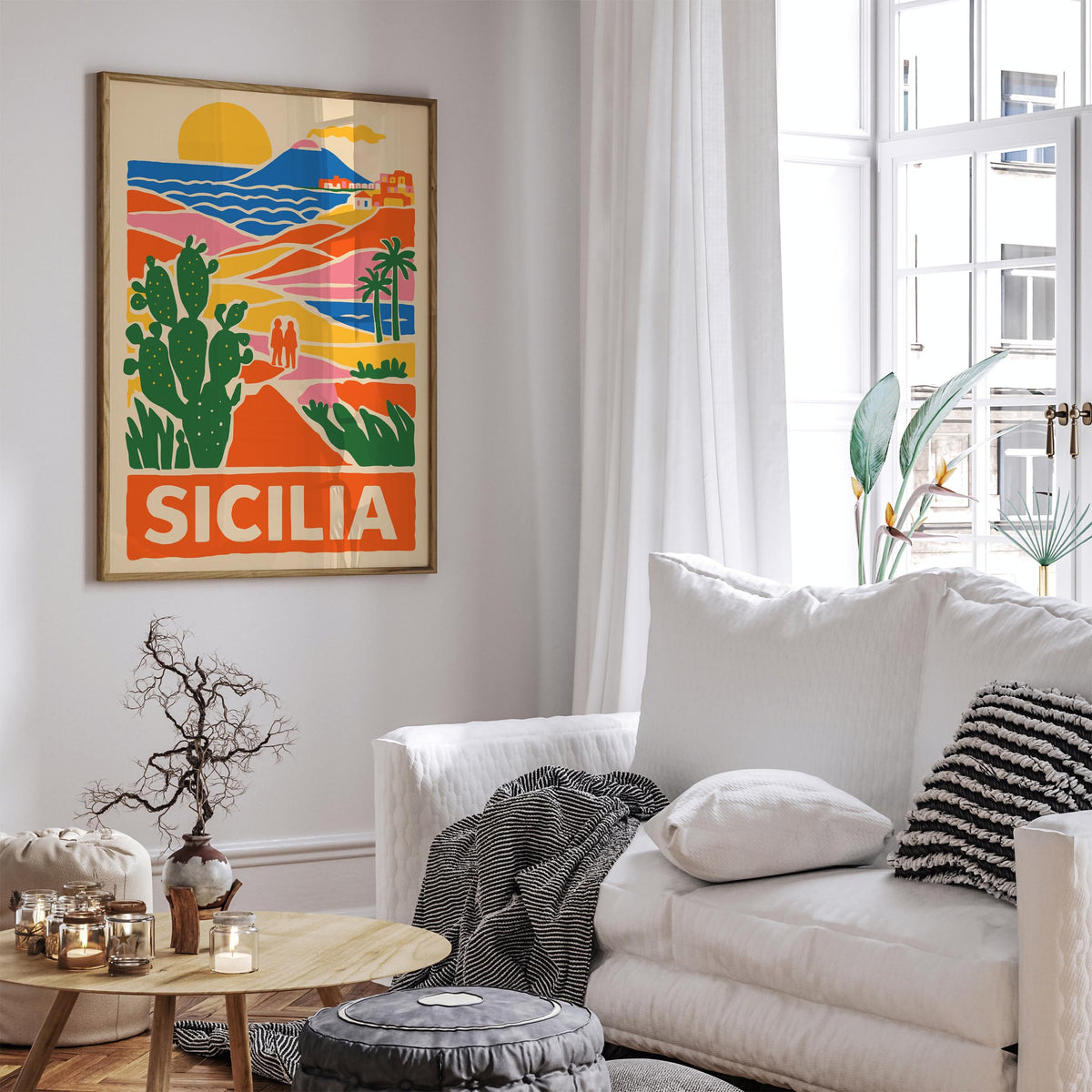 Sicilia Colorful Travel Poster