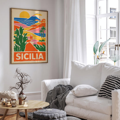Sicilia Colorful Travel Poster