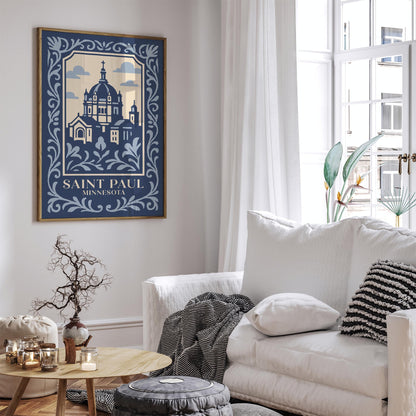 Saint Paul Minnesota Poster – Blue Travel Wall Art Print