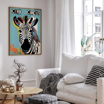 Cyrk Circus Zebra Retro Art Print