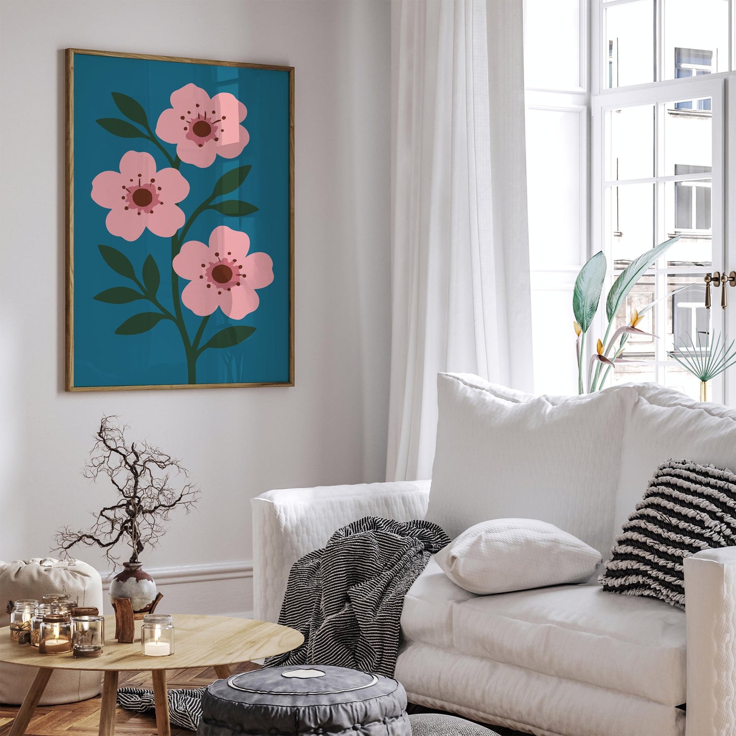Cherry Blossom Floral Art Print - Eclectic Flowers Poster 2026