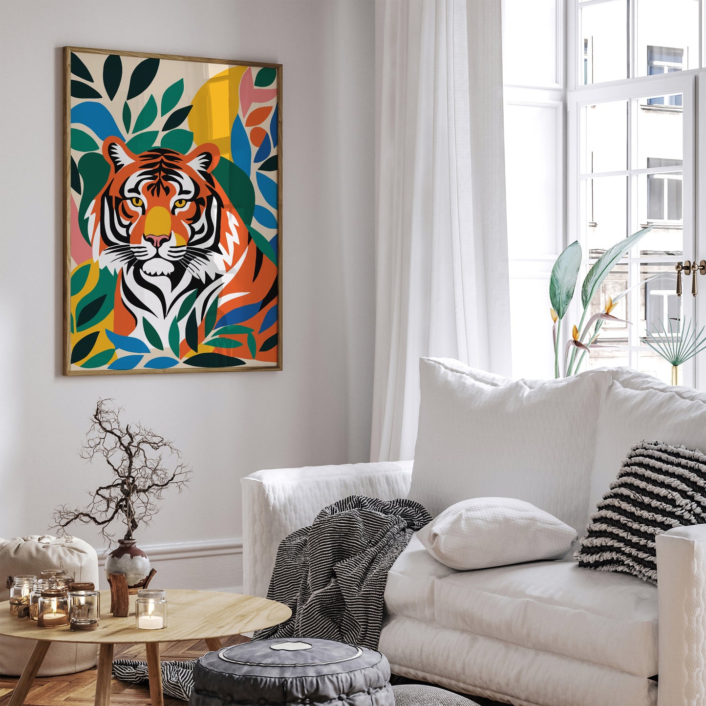 Colorful Tiger in the Jungle Art Print