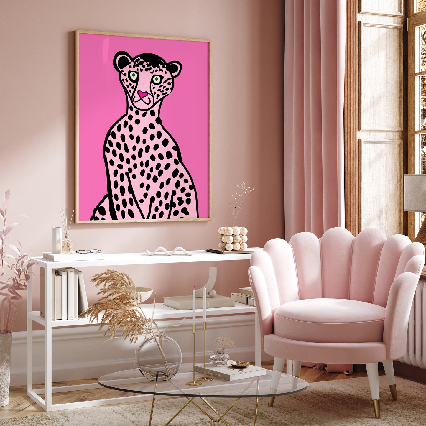 Quirky Pink Panther Wall Art Print