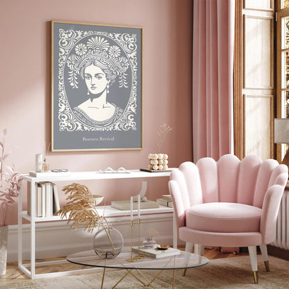 Rococo Revival Gray Woman Portrait Poster
