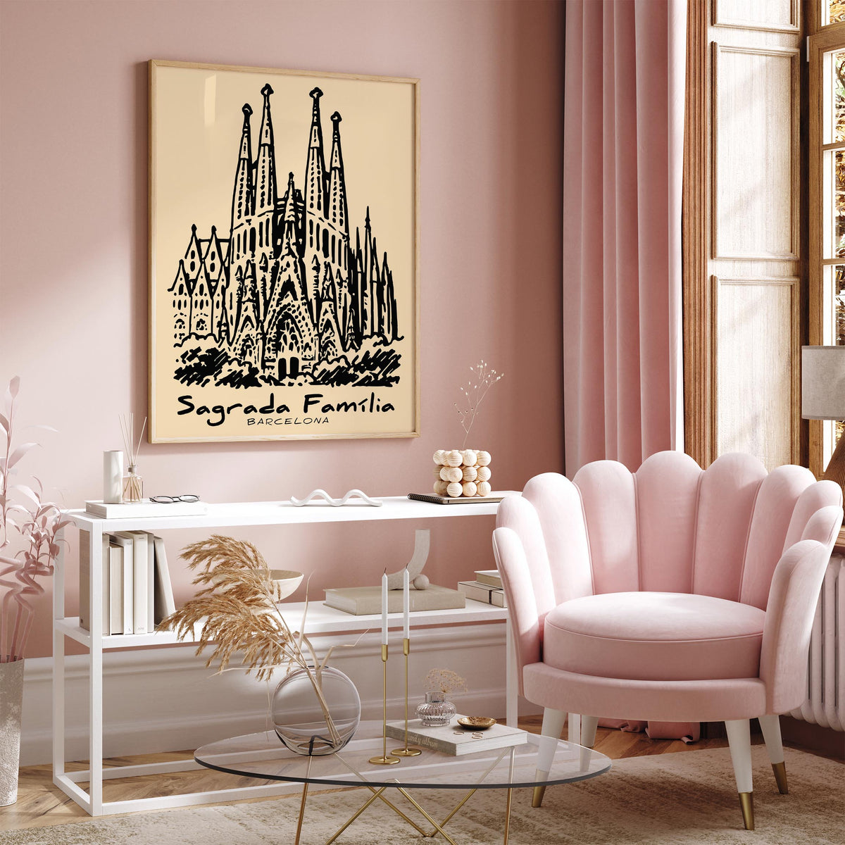 Sagrada Familia Barcelona Sketch Poster