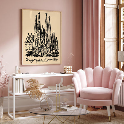 Sagrada Familia Barcelona Sketch Poster