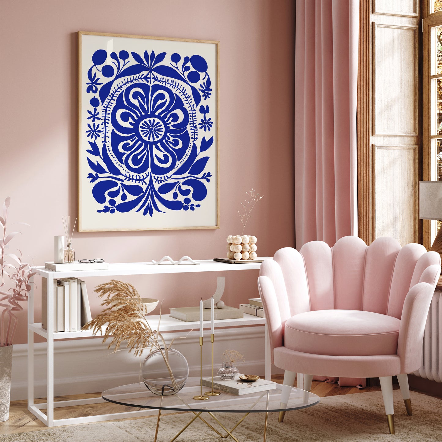 Trendy Blue Botanical Abstract Poster