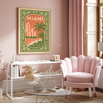 Miami Cityscape Travel Poster 2026