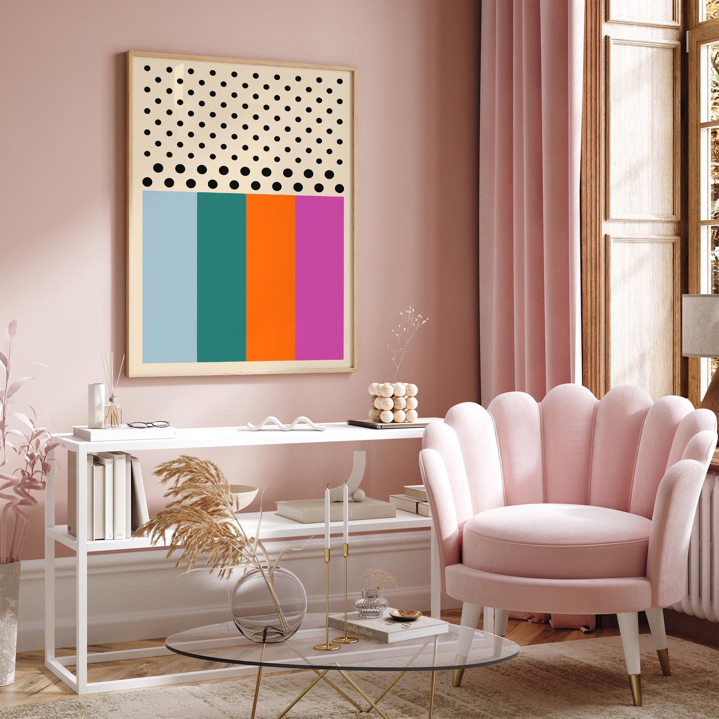 Mid Century Modern Abstract Poster - Colorful Retro Wall Art