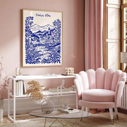 Blue Dolce Vita Landscape Poster 2025