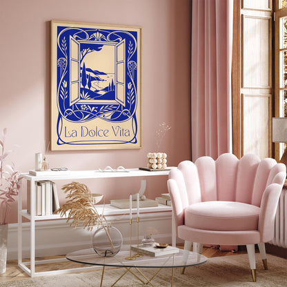 Blue La Dolce Vita Poster