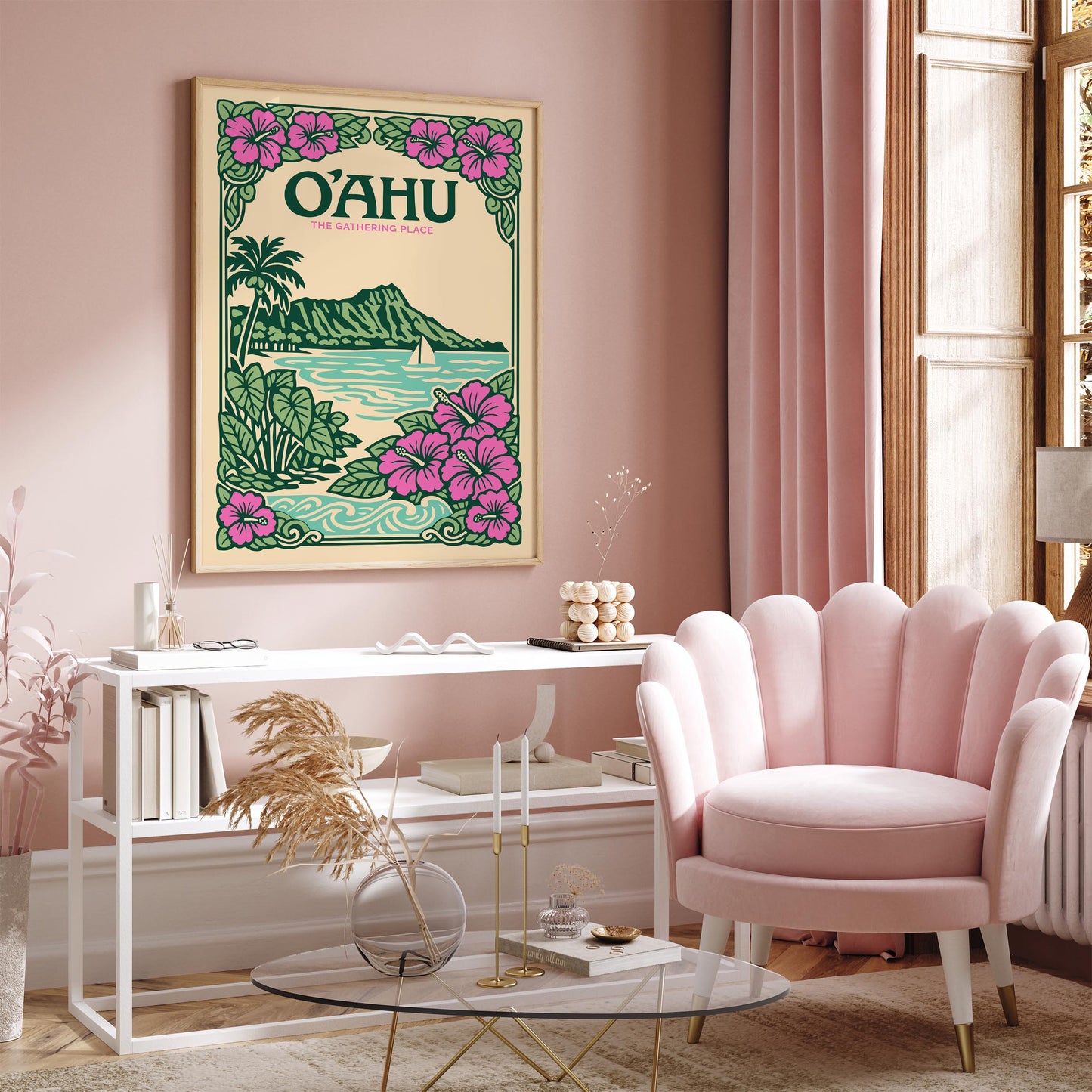 Oahu Hawaii Poster – The Gathering Place Wall Art