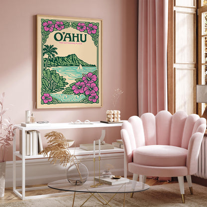 Oahu Hawaii Poster – The Gathering Place Wall Art