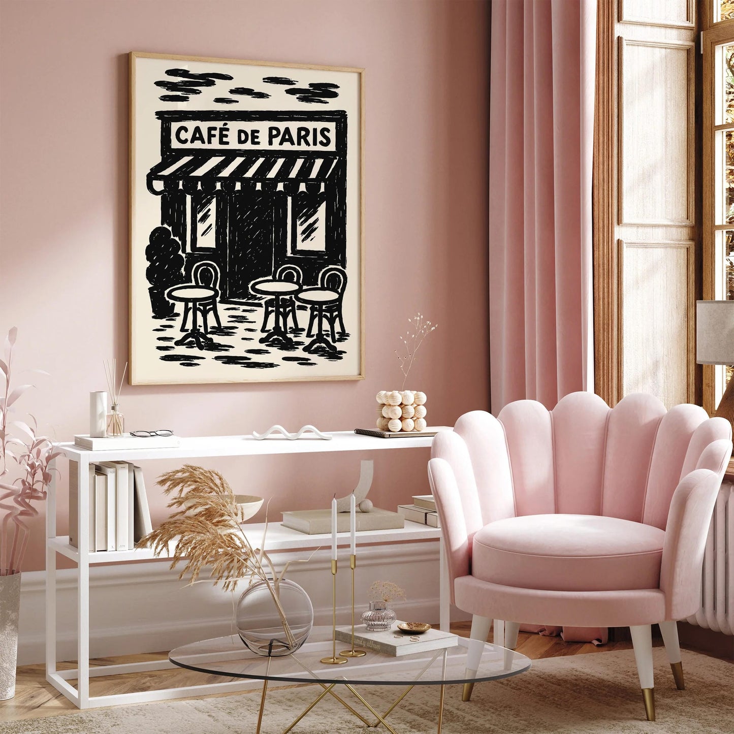Café de Paris Wall Art – Black Ink Vintage Paris Poster
